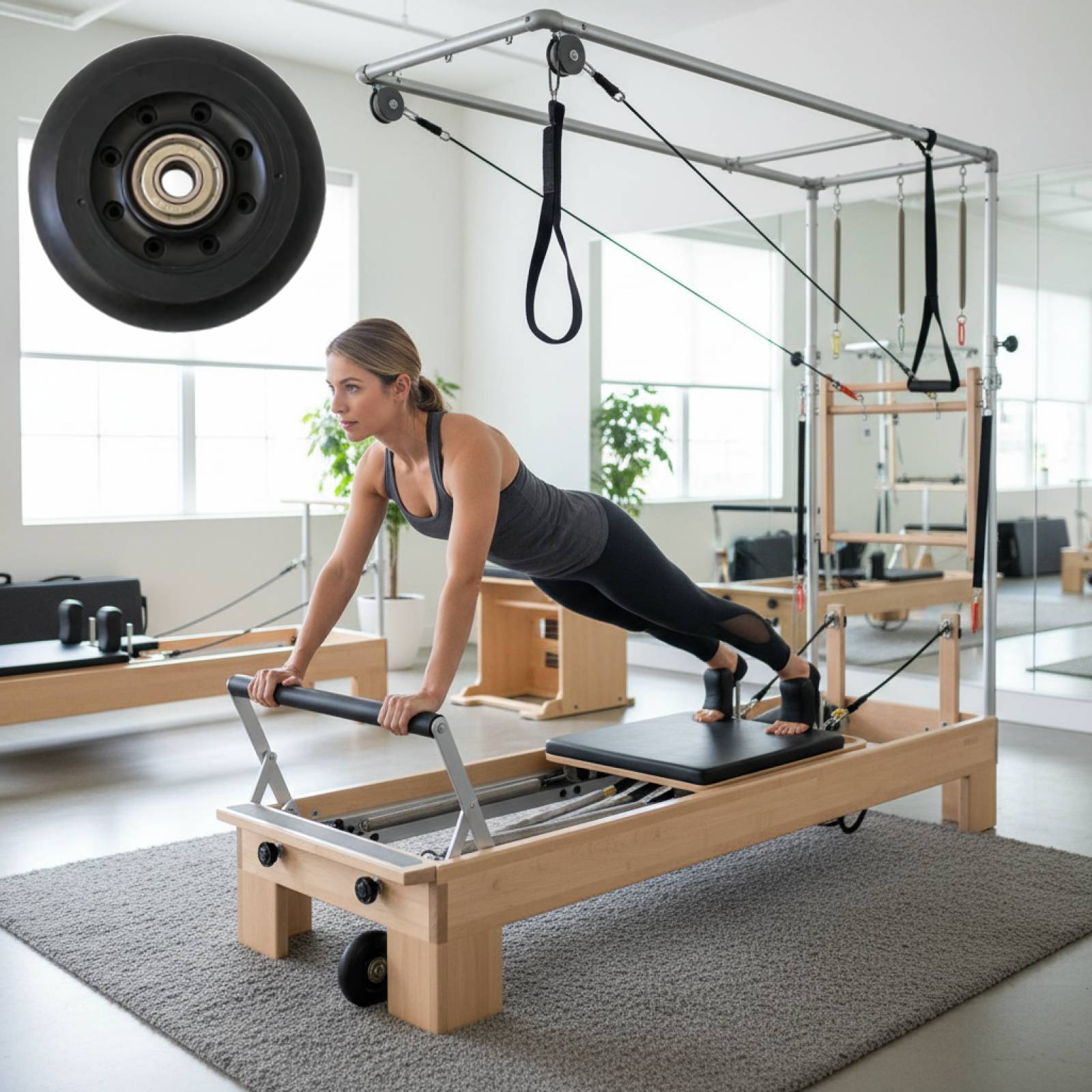 Home Gym Pilates - Pilates Reformer Wheel Black Women Maintenance